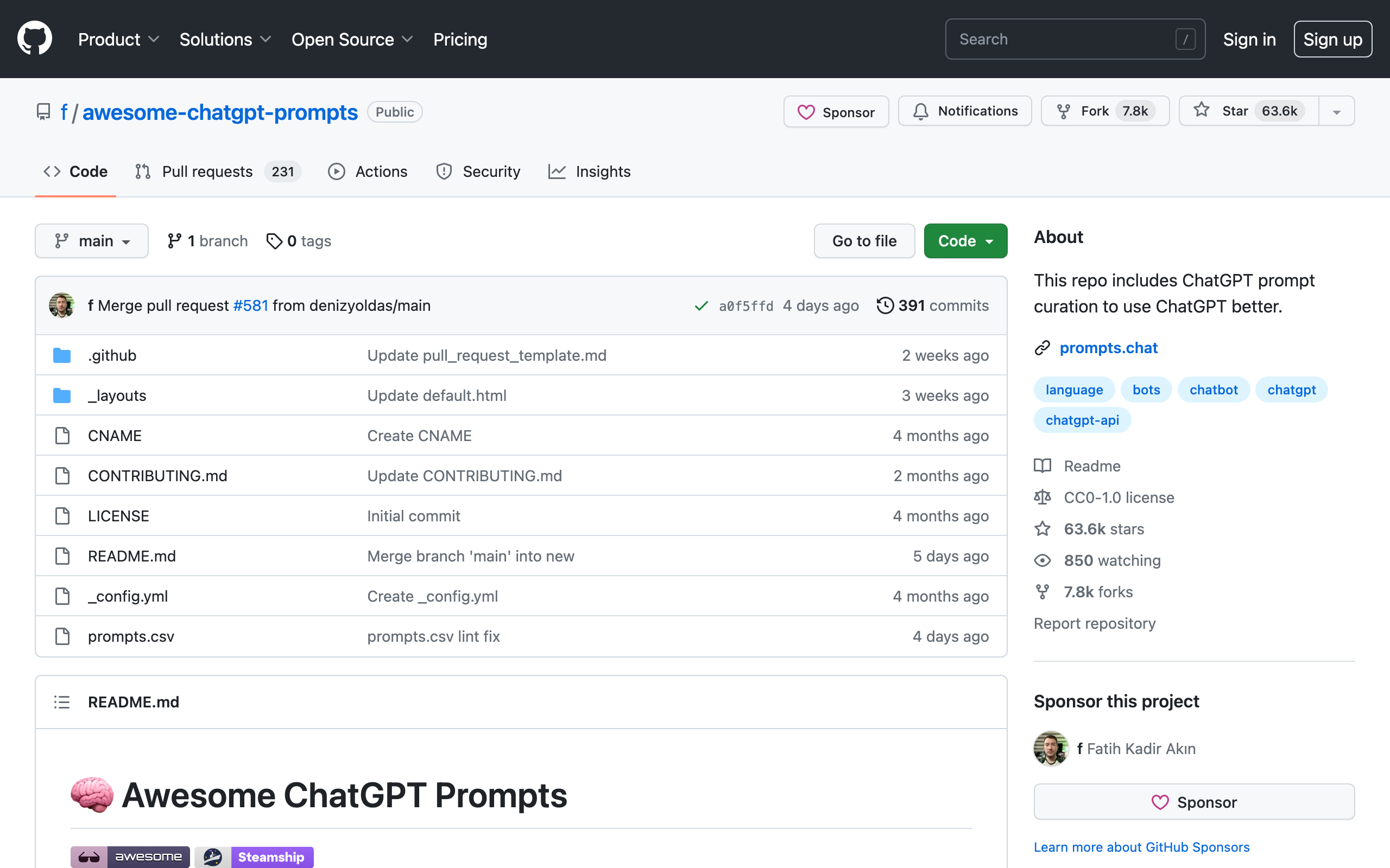 Captura de pantalla de ChatGPT Prompts