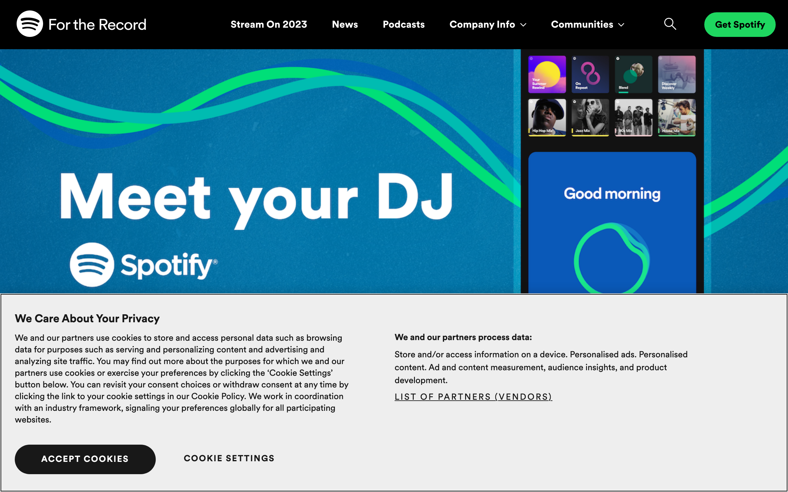 Captura de pantalla de Spotify DJ
